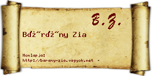 Bárány Zia névjegykártya